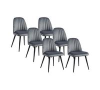 Lot de 6 chaises en velours et métal noir - Gris - ELEANA