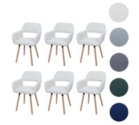 Lot de 6 chaises de salle à manger HWC-A50 II, chaise de cuisine chaise rembourrée, bois tissu/textile Velours (400g/m²) MVG crème-blanc