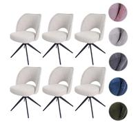 Lot de 6 chaises de salle à manger HWC-N72, chaise de cuisine rembourrée, pivotante Auto-Return, tissu/textile (420g/m²) Oeko-Tex crème
