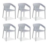 Homestyle4u Chaises de jardin x6 - Gris