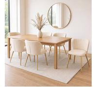 IDMarket Lot de 6 chaises KASIA en velours beige pieds dorés