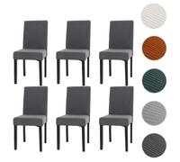 Mendler Lot de 6 chaises de salle à manger Littau – Bois, velours gris foncé, pieds foncés