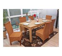 Lot de 6 chaises M42 salle à manger, rotin/bois, 46x50x96cm sans coussins Multicolore