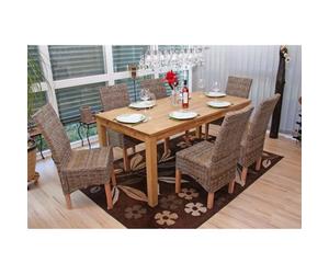 Lot De 6 Chaises M44 Salle À Manger, Rotin Kubu/Bois, 47x52x97cm Sans Coussins Multicolore