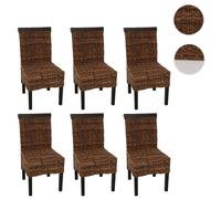 Mendler Lot de 6 chaises M45, Banane tressée, 47x54x93cm - Pieds foncés, sans Coussin