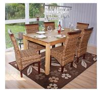 Mendler Chaises M45 – Banane tressée, 47x54x93 cm, pieds marrons – Lot de 6