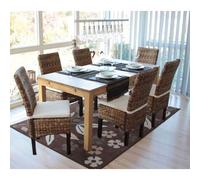 Mendler – Lot de 6 chaises M69 Banane tressée – Pieds foncés, avec coussins multicolores