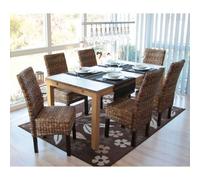 Mendler Lot de 6 chaises M69 – Banane tressée, pieds foncés, H. 96 cm