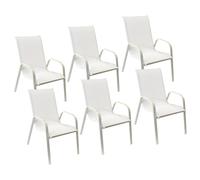 Happy Garden Chaises MARBELLA Lot de 6 – Textilène blanc, aluminium blanc, H. 92,5 cm