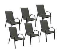 Lot de 6 chaises MARBELLA en textilène gris - aluminium gris anthracite