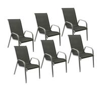 Lot de 6 chaises MARBELLA en textilène gris - aluminium gris