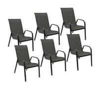 Lot de 6 chaises MARBELLA en textilène gris - aluminium gris anthracite