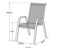 Lot de 6 chaises marbella en textilène taupe - aluminium blanc