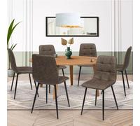 Lot de 6 chaises mila en pu marron vintage pour salle à manger