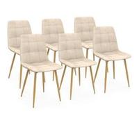IDMARKET Lot de 6 chaises de salle à manger MILA en velours beige