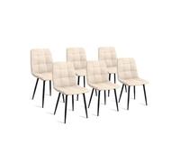 Lot de 6 chaises MILA en velours beige pour salle à manger
