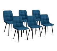 IDMARKET Lot de 6 chaises de salle à manger MILA en velours bleu