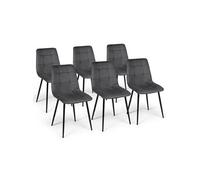 Lot de 6 chaises MILA en velours gris foncé pour salle à manger