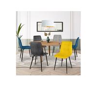 Lot de 6 chaises MILA en velours mix color bleu x2, gris foncé x2, gris clair, jaune