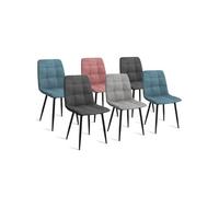 Lot de 6 chaises MILA en velours mix color pastel bleu x2, gris foncé x2, gris clair, rose