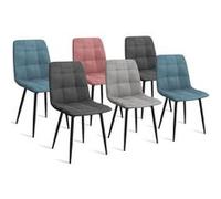 IDMarket - Lot de 6 chaises Mila - Velours mix pastel (bleu x2, gris foncé x2, gris clair, rose)