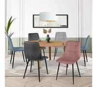 Lot de 6 chaises mila en velours mix color pastel bleu x2, gris foncé x2, gris clair, rose - idmarket