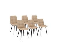 Lot de 6 chaises MILA en velours taupe pour salle à manger