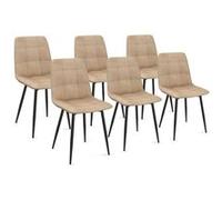 IDMarket Chaises de salle à manger MILA en velours taupe – Lot de 6