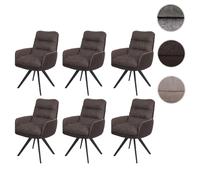 Lot de 6 chaises de salle à manger HWC-G66, chaise de cuisine pivotante Auto-Position tissu/textile brun-brun foncé, avec accoudoirs
