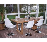 lot de 6 chaises pivotantes Malmö T501, chaise de cuisine, réglable en hauteur, similicuir ~ blanc, pied chromé