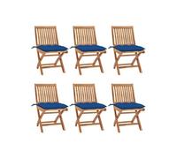 vidaXL Chaises de jardin pliantes avec coussins 6 pcs. Bois massif teck