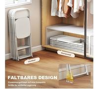 Lot de 6 chaises pliantes blanches en plastique avec structure en acier, trous d'évacuation, sans montage
