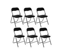 - Lot de 6 Chaises pliantes effet velours - Noir