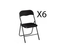 Lot de 6 chaises pliantes en metal coloris noir - Longueur 44 x Profondeur 48 x Hauteur 79 cm--