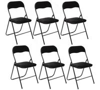 Lot de 6 Chaises Pliantes en Velours Noir - Chaises d'Appoint Élégantes avec Assise Rembourrée - Design Chic & Moderne - Gain de Place Idéal Salon, Salle à Manger et Réceptions - Structure Métal Noir