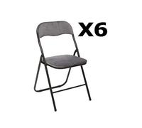 Lot de 6 chaises pliantes velours gris foncé - Longueur 44 x Hauteur 79 x Profondeur 52 cm
