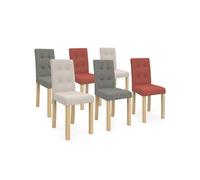 Lot de 6 chaises POLGA capitonnées mix color gris, terracotta et beige