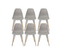 Lot de 6 Chaises Polypropylène Taupe et Bois - FLUK -