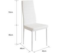 Lot de 6 chaises pour Salle à Manger - Blanches - Contemporain - Design - Simili - Métal