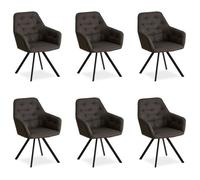 Homestyle4u Chaise de salle à manger 2350 – Lot de 6 chaises rembourrées avec accoudoirs Gris