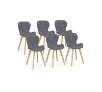 IDMARKET Chaises de salle à manger ROBINE en tissu gris foncé Lot de 6