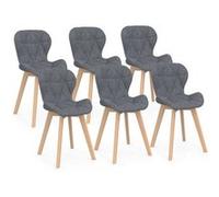 IDMARKET Lot de 6 chaises de salle à manger ROBINE en tissu gris