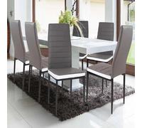 Lot de 6 chaises ROMANE grises bandeau blanc pour salle à manger - IDMARKET