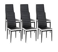 Lot De 6 Chaises Romane Noires Bandeau Blanc Pour Salle A Manger