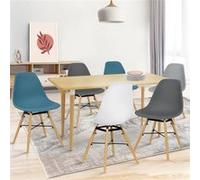 IDMarket – Lot de 6 chaises Sandra Mix Color blanc, gris clair, 2x gris foncé, 2x bleu canard