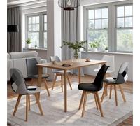 IDMarket – Lot de 6 chaises scandinaves SARA – Gris foncé, gris clair, blanc, noir et patchworks