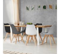 IDMARKET Lot de 6 chaises scandinaves SARA mix color gris clair, blanc, gris foncé x2, noir x2