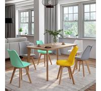 IDMARKET Lot de 6 chaises de salle à manger SARA scandinaves pastel jaune, blanc, gris clair x2, vert mentholé x2