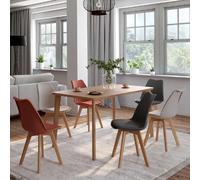 IDMARKET Lot de 6 chaises scandinaves SARA – mix gris foncé x2, terracotta x2, beige x2