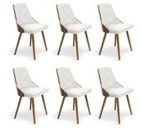 Paris Prix – Lot de 6 chaises scandinaves Cargo 79 cm Noisette & Blanc